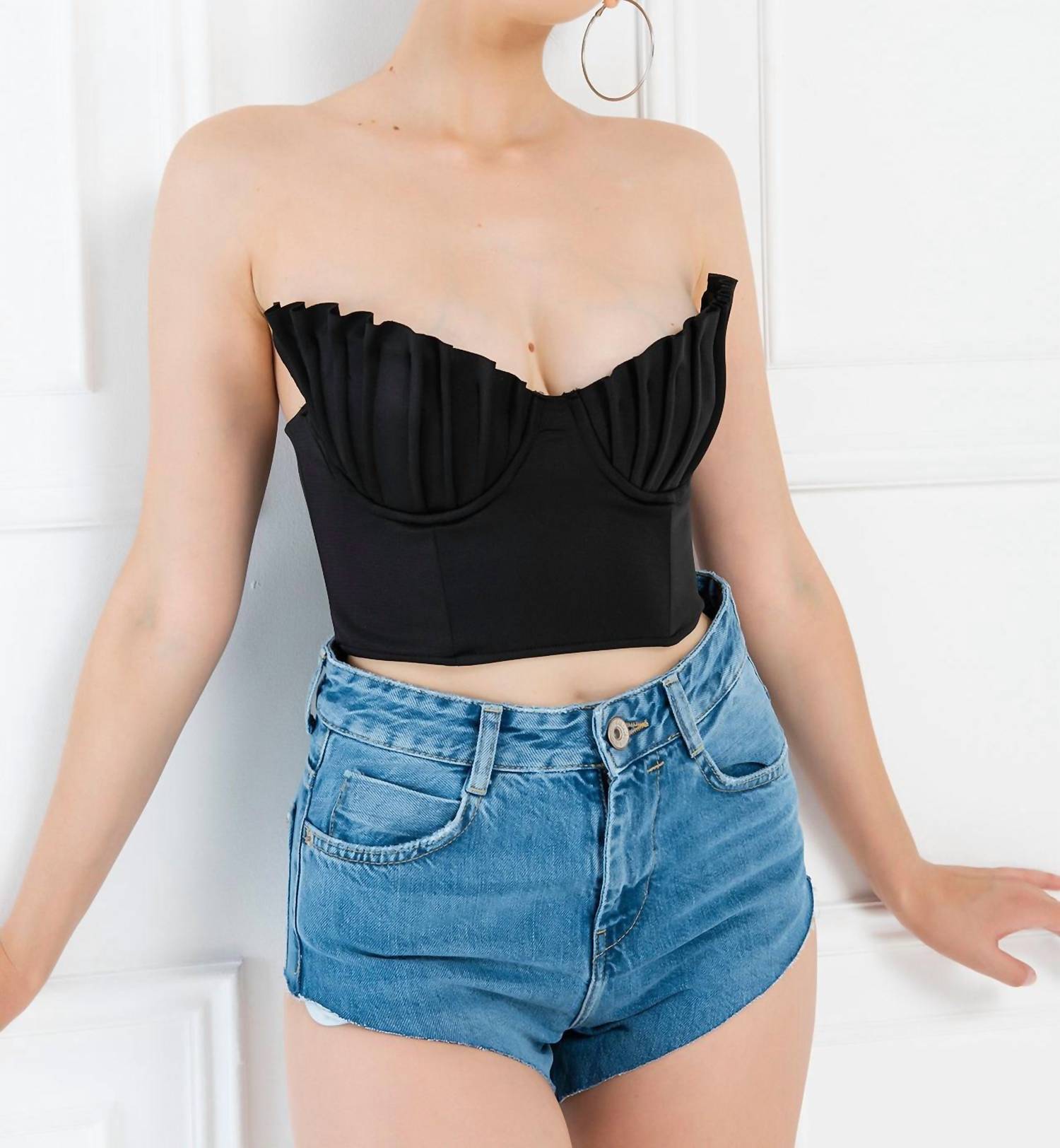 Kikiriki - Ariela Pleated Shell Bust Crop Bustier Top