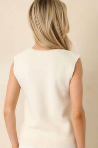 Prosperina Lila Sweater Tank Top in ivory - women's tank top - alternate view