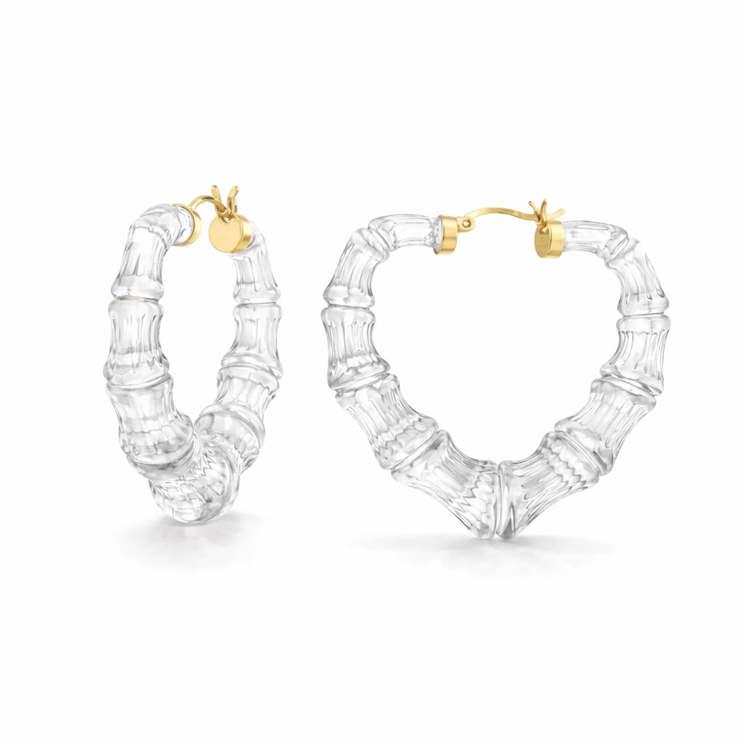 Gold & Honey - Women's Heart Bamboo Hoop Earrings