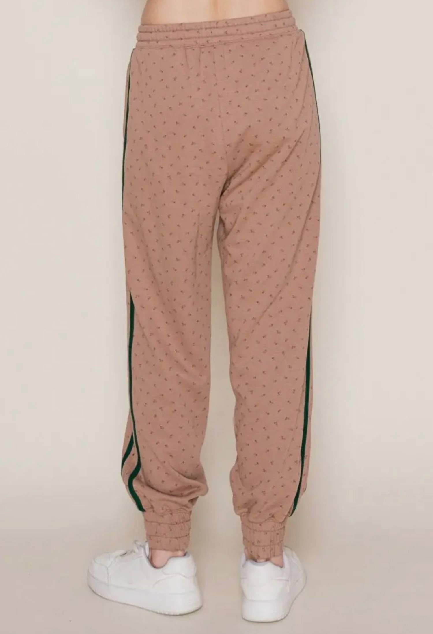 White Birch Teagan Blossom Joggers in toffee - women's pants - detail view