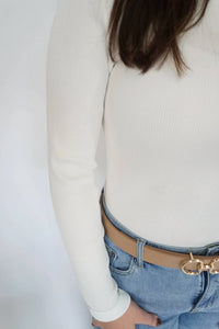 Miou Muse - Classic Ribbed Knit Long Sleeve Top