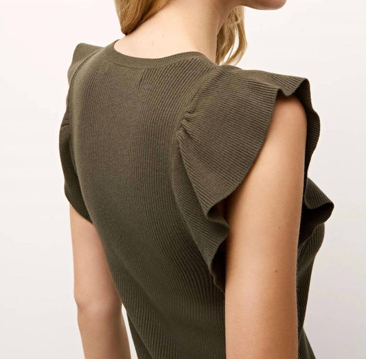 Marie Oliver - Rory Ribbed Ruffled Sleeve Top