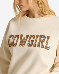 Pretty Garbage Brie Cowgirl Sweatshirt in beige - women's top - alternate view