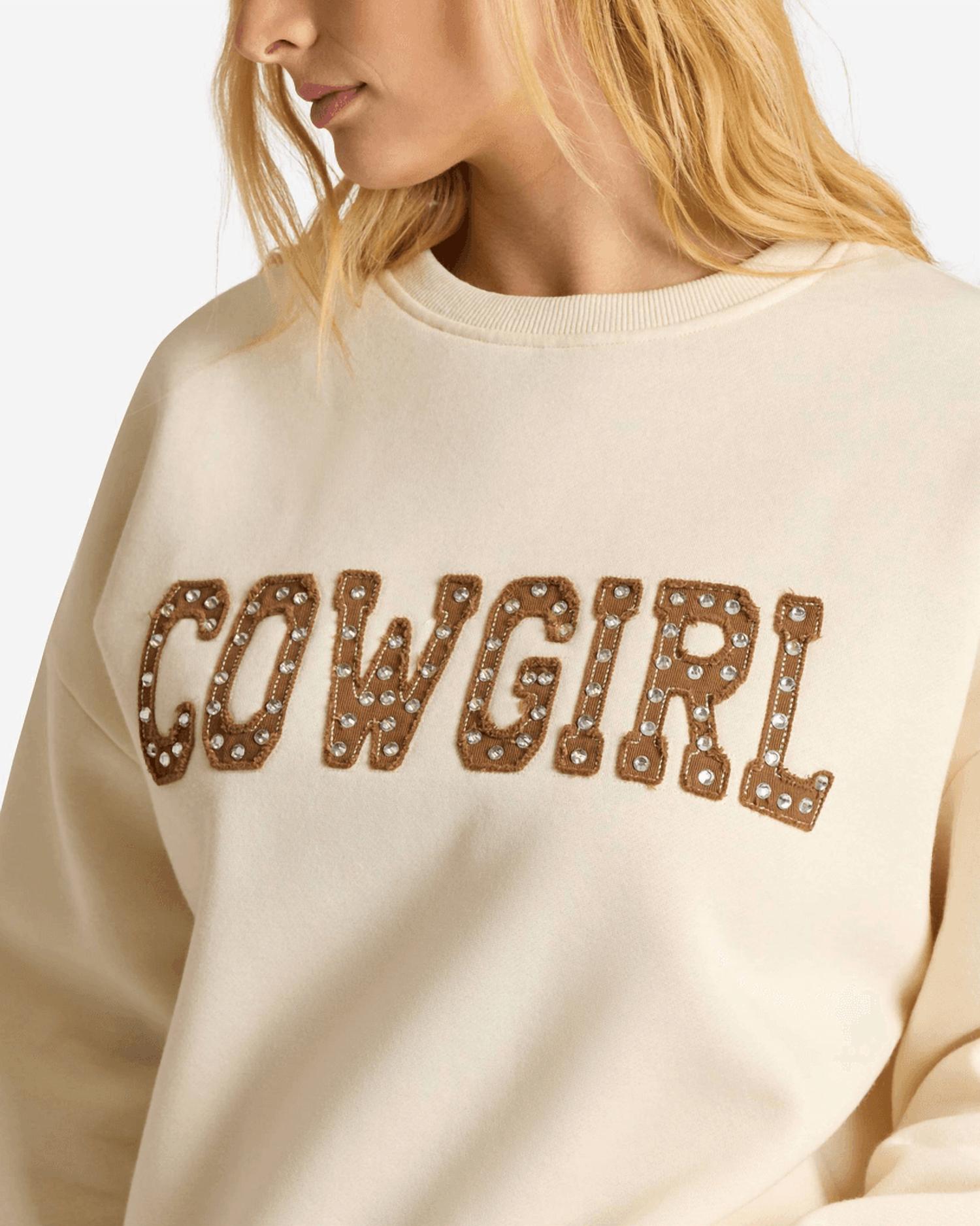 Pretty Garbage Brie Cowgirl Sweatshirt in beige - women's top - alternate view