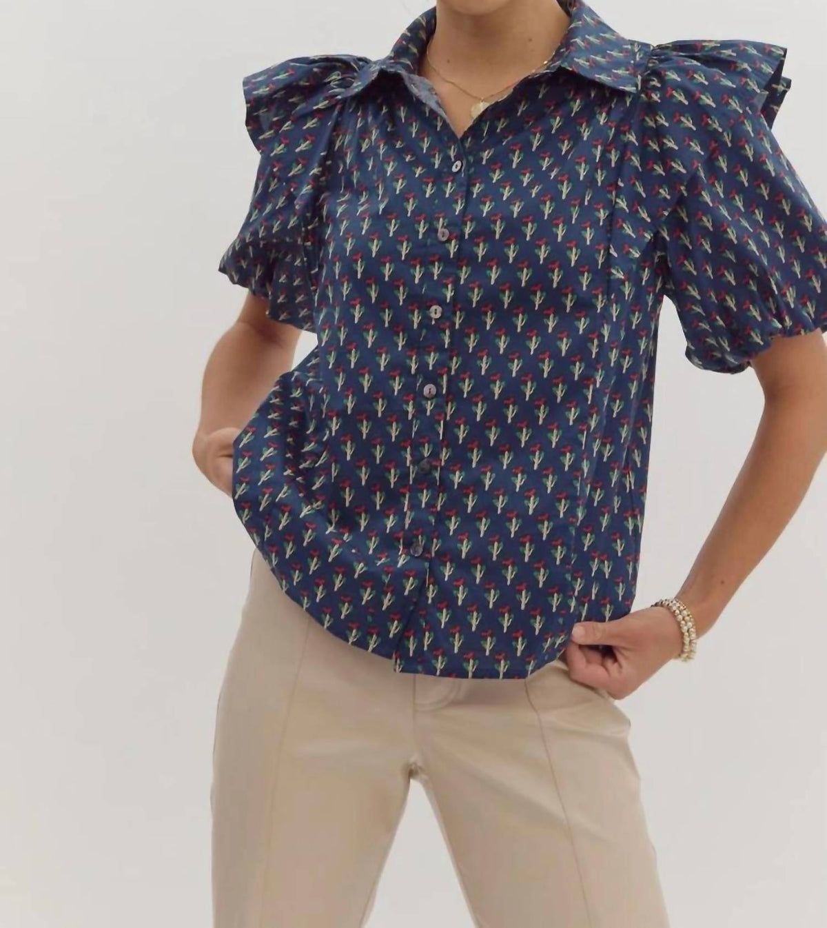 Entro - Navy Tulip Top