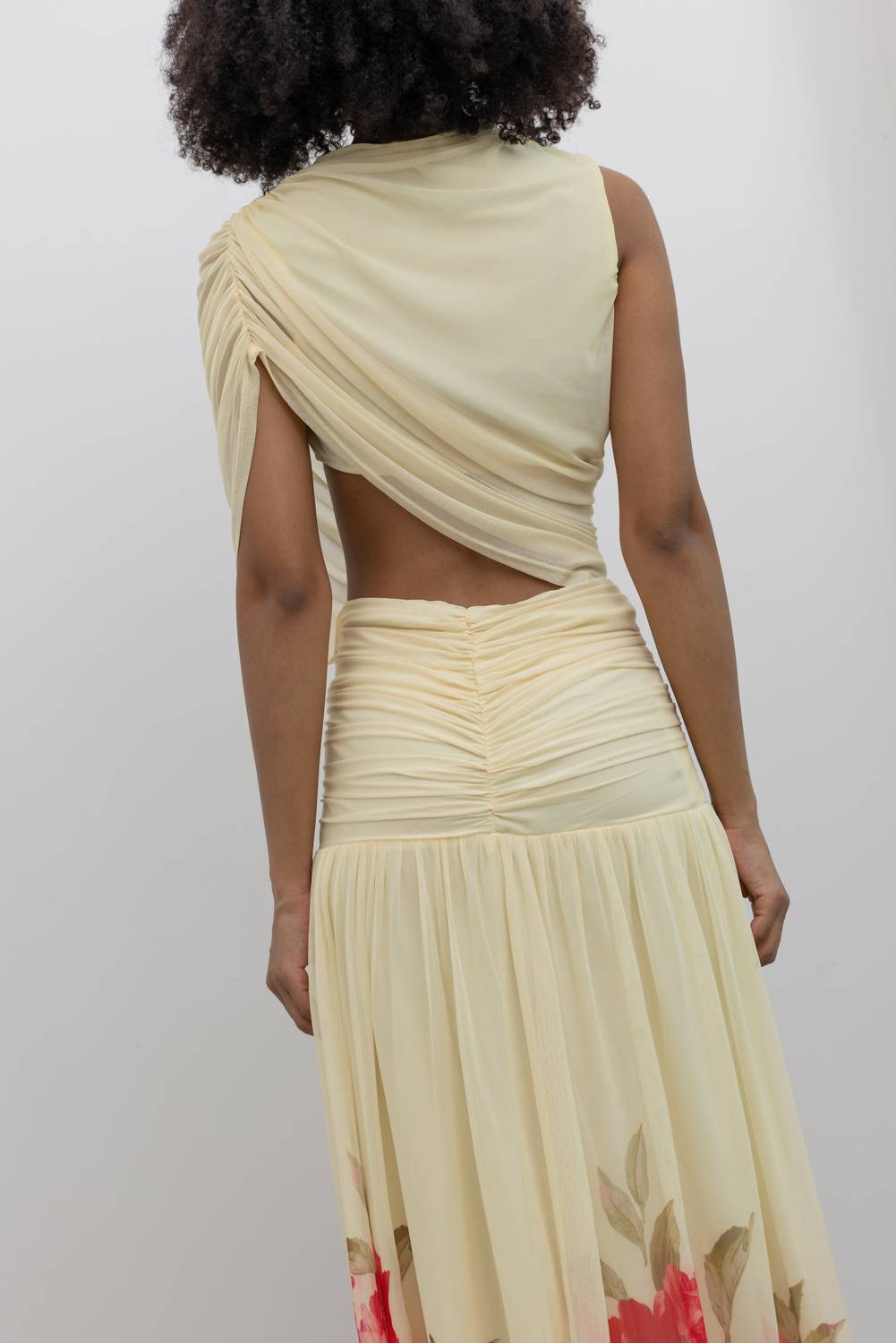 Collective - Lemon Floral Hem Draped Maxi Dress