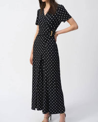 Joseph Ribkoff - Polka Dot Wrap Wide Leg Jumpsuit