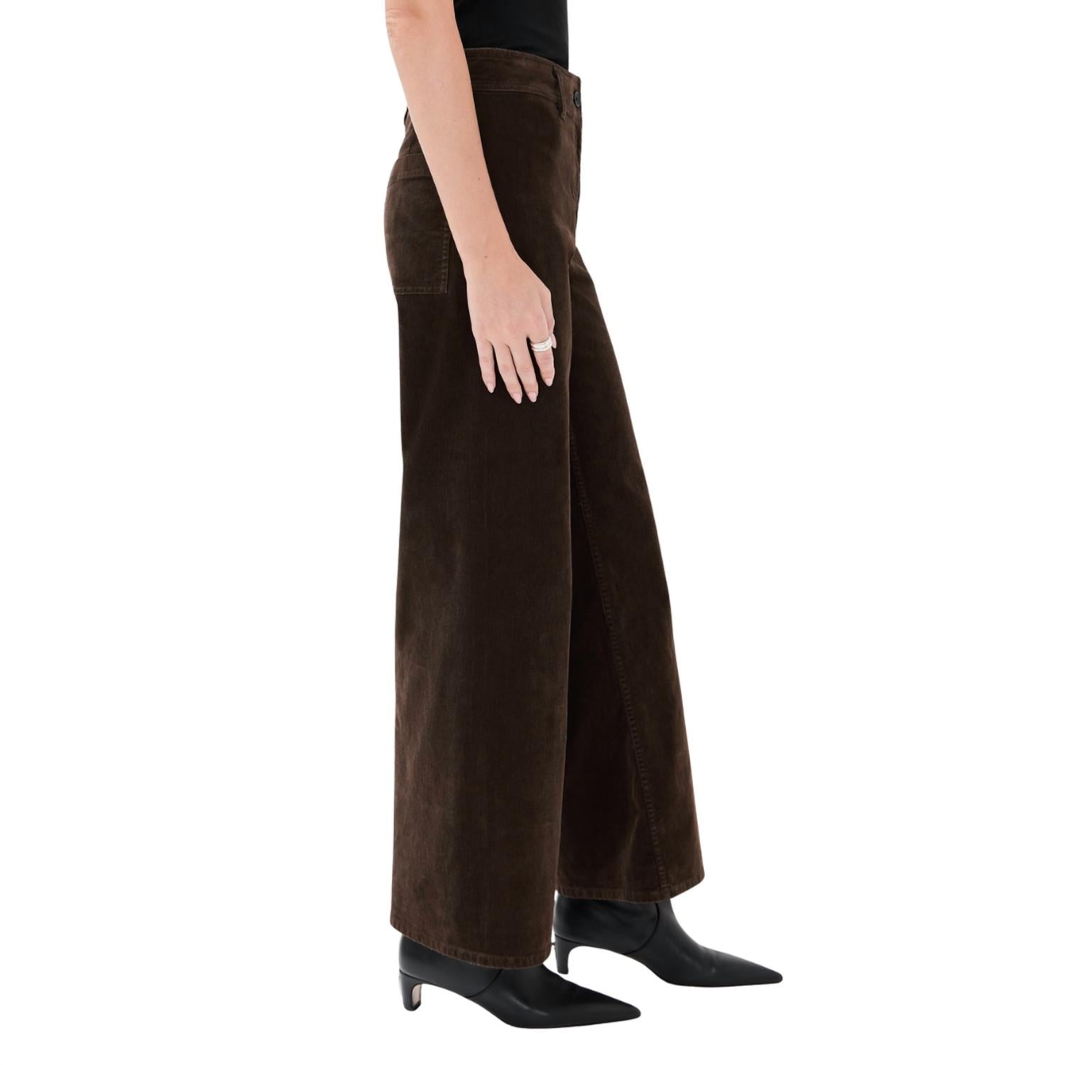 NILI LOTAN Women's Megan Corduroy Pant in chocolate brown - women's pants - detail view