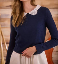 HUNTER BELL Violette Sweater in navy - women's sweater - detail view