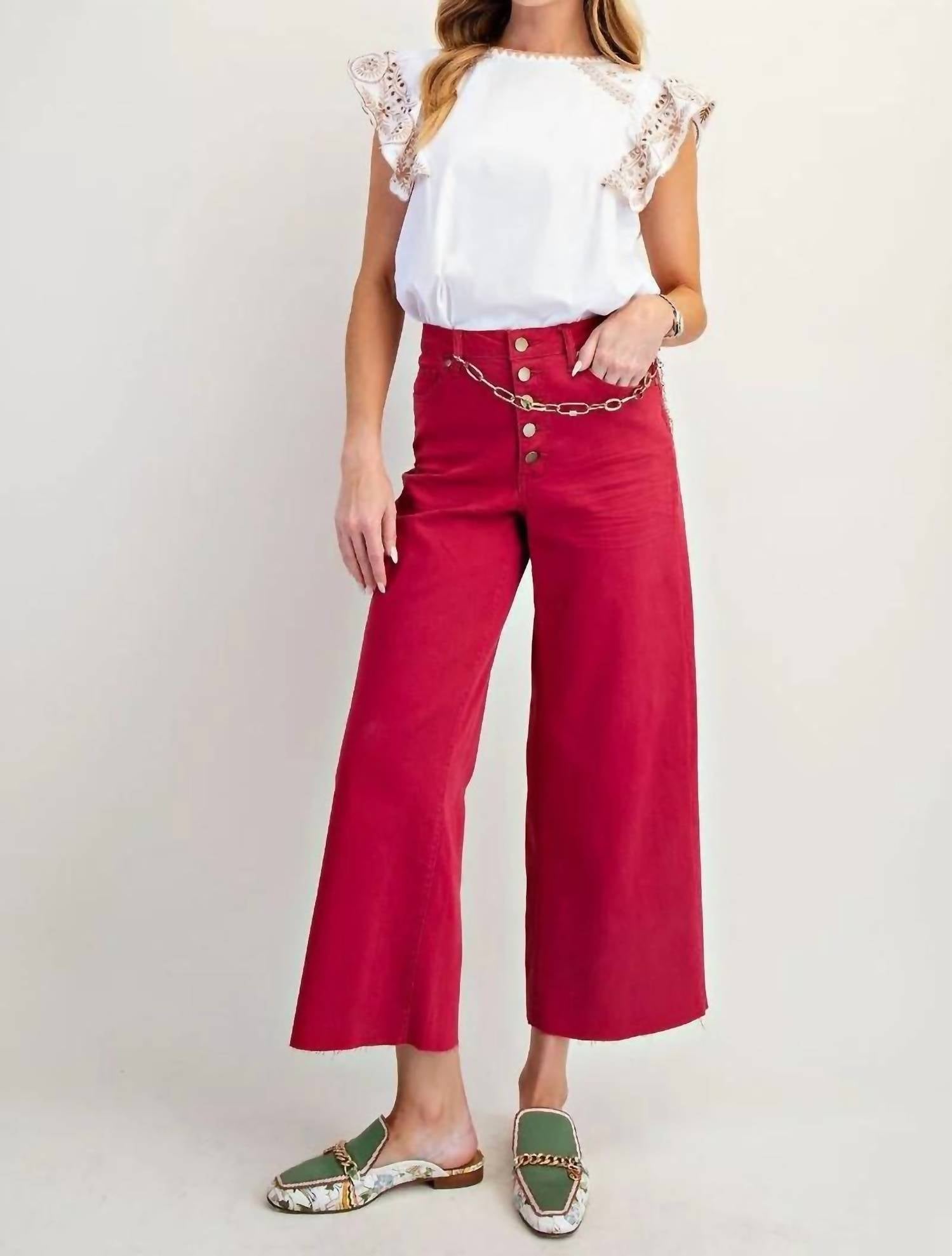 Easel - Button-front High-rise Twill Pants