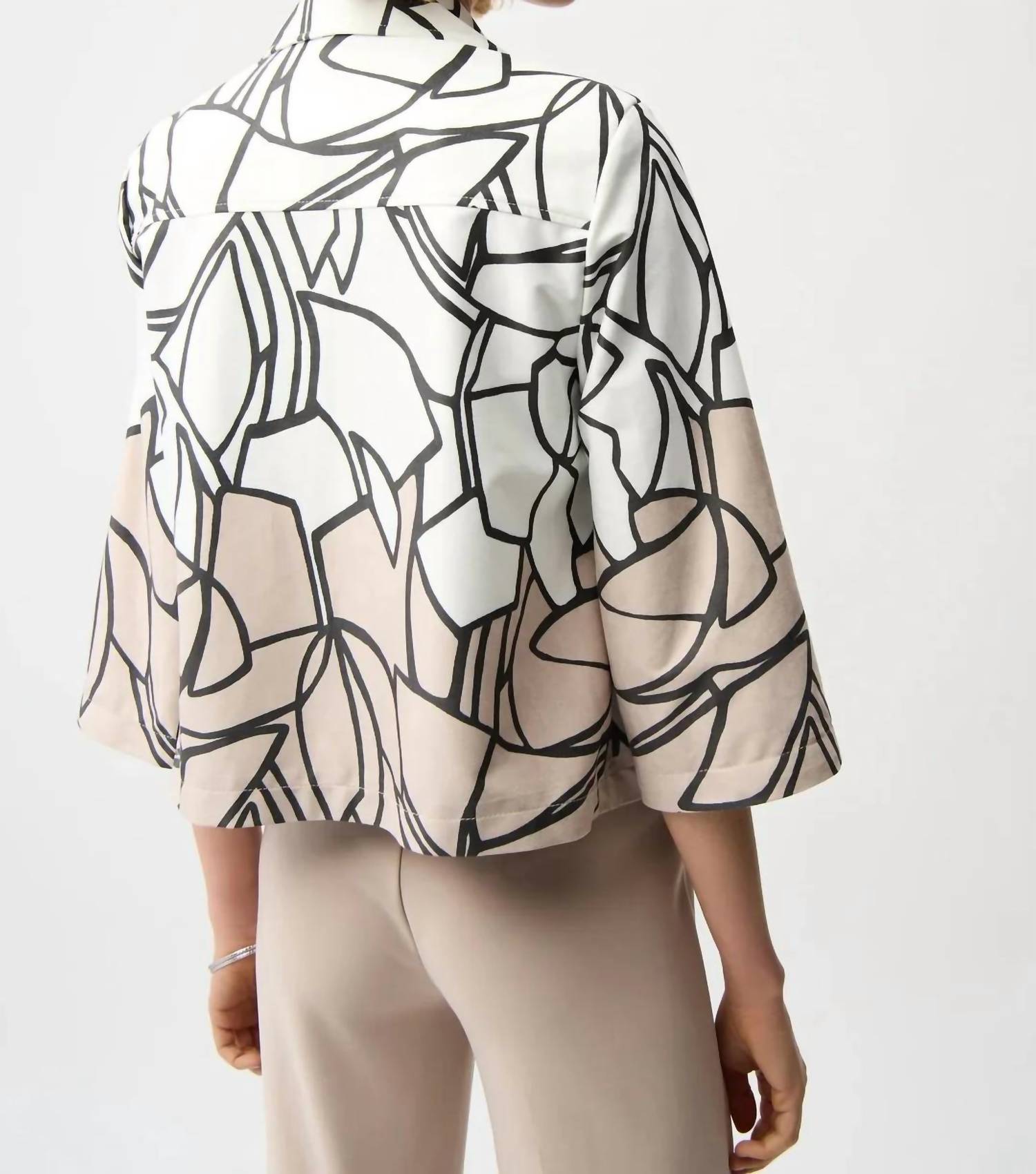 Joseph Ribkoff - Abstract Faux Suede Swing Jacket