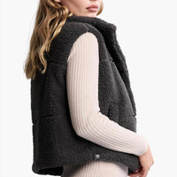 BAREFOOT DREAMS Brushed Puffer Vest in carbon - women's jacket - detail view