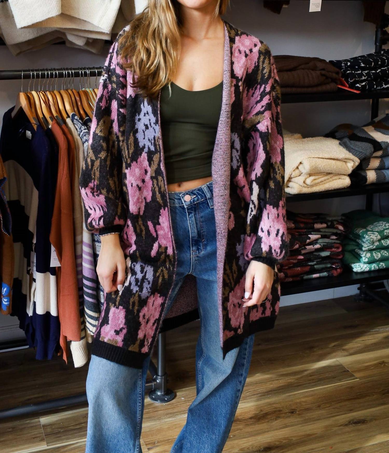 Saltwater Luxe - Emer Long Open Floral Sweater