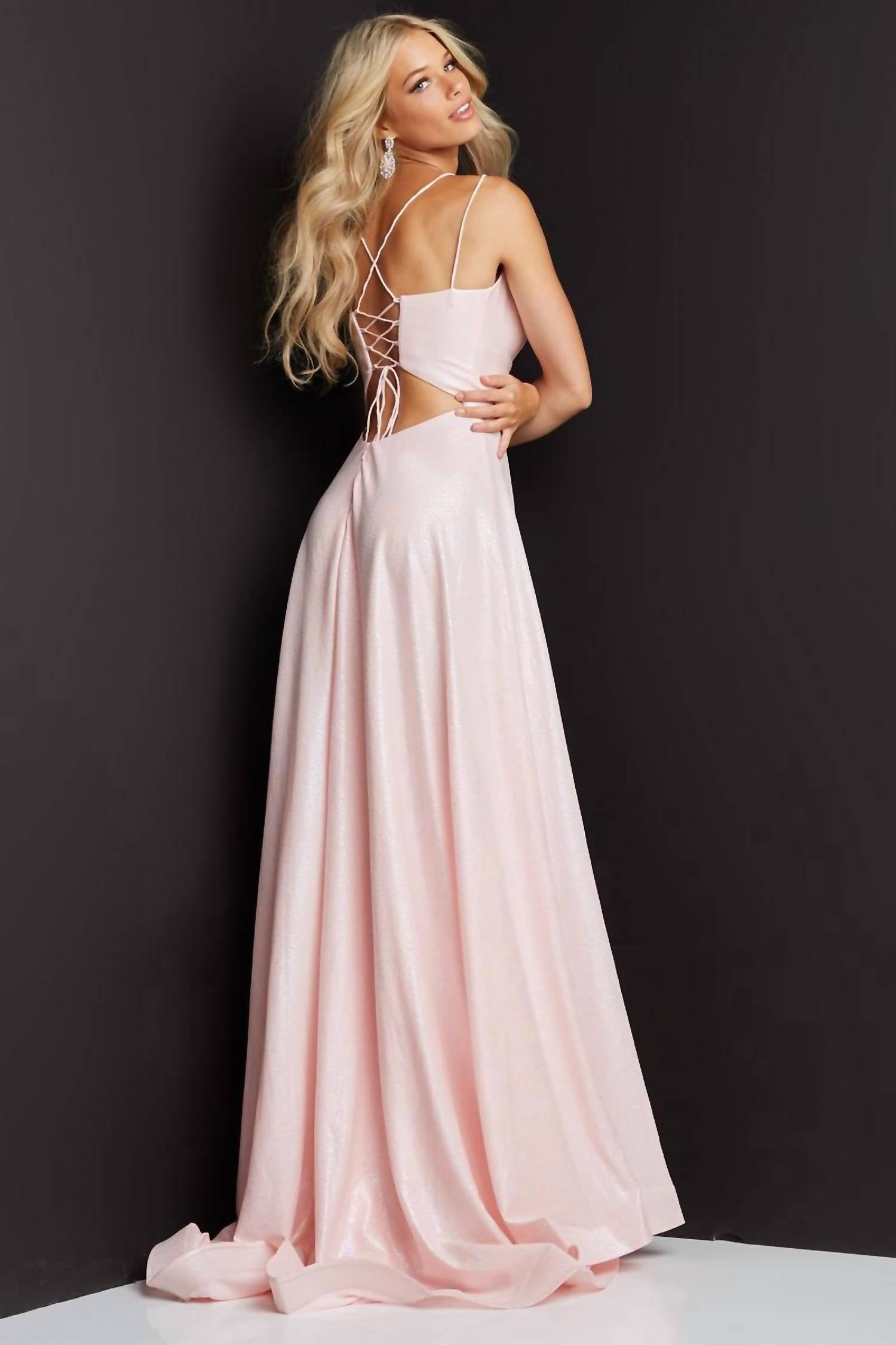 Jovani - Lace Up Back Dress