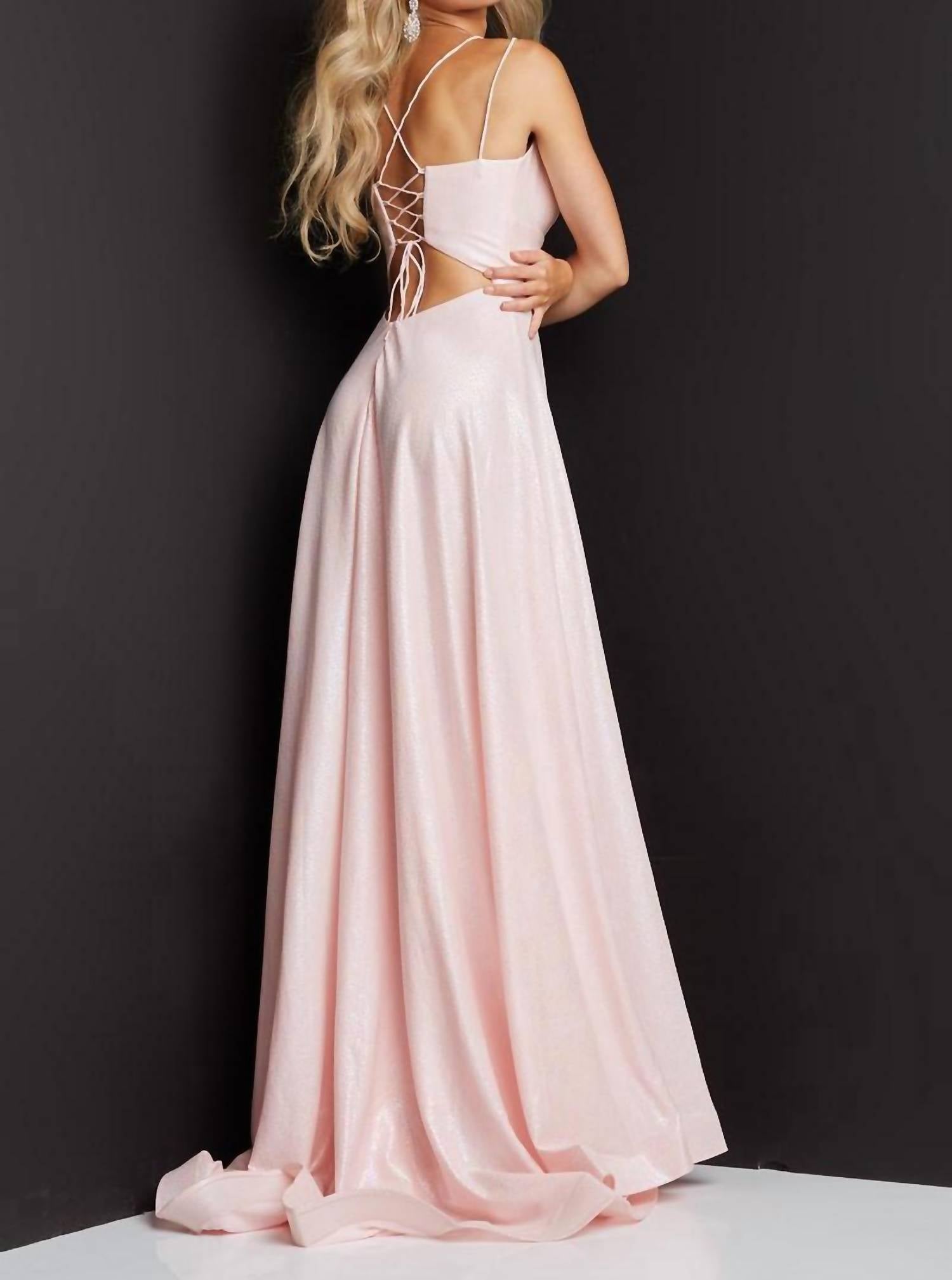 Jovani - Lace Up Back Dress