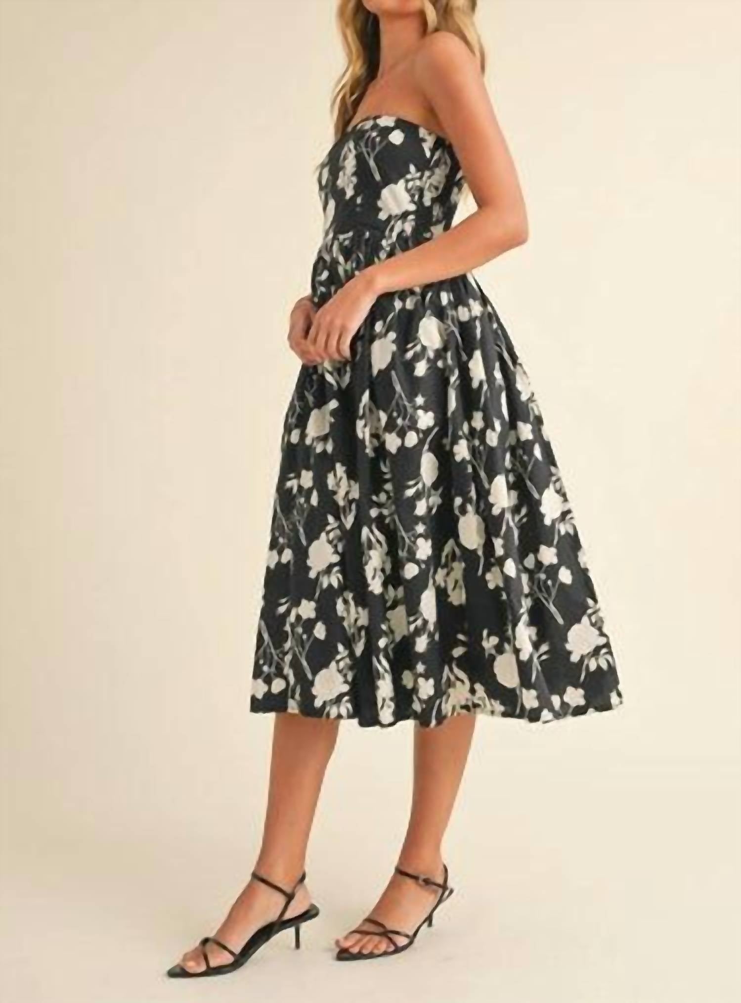 Klesis - Strapless Flare Midi Dress