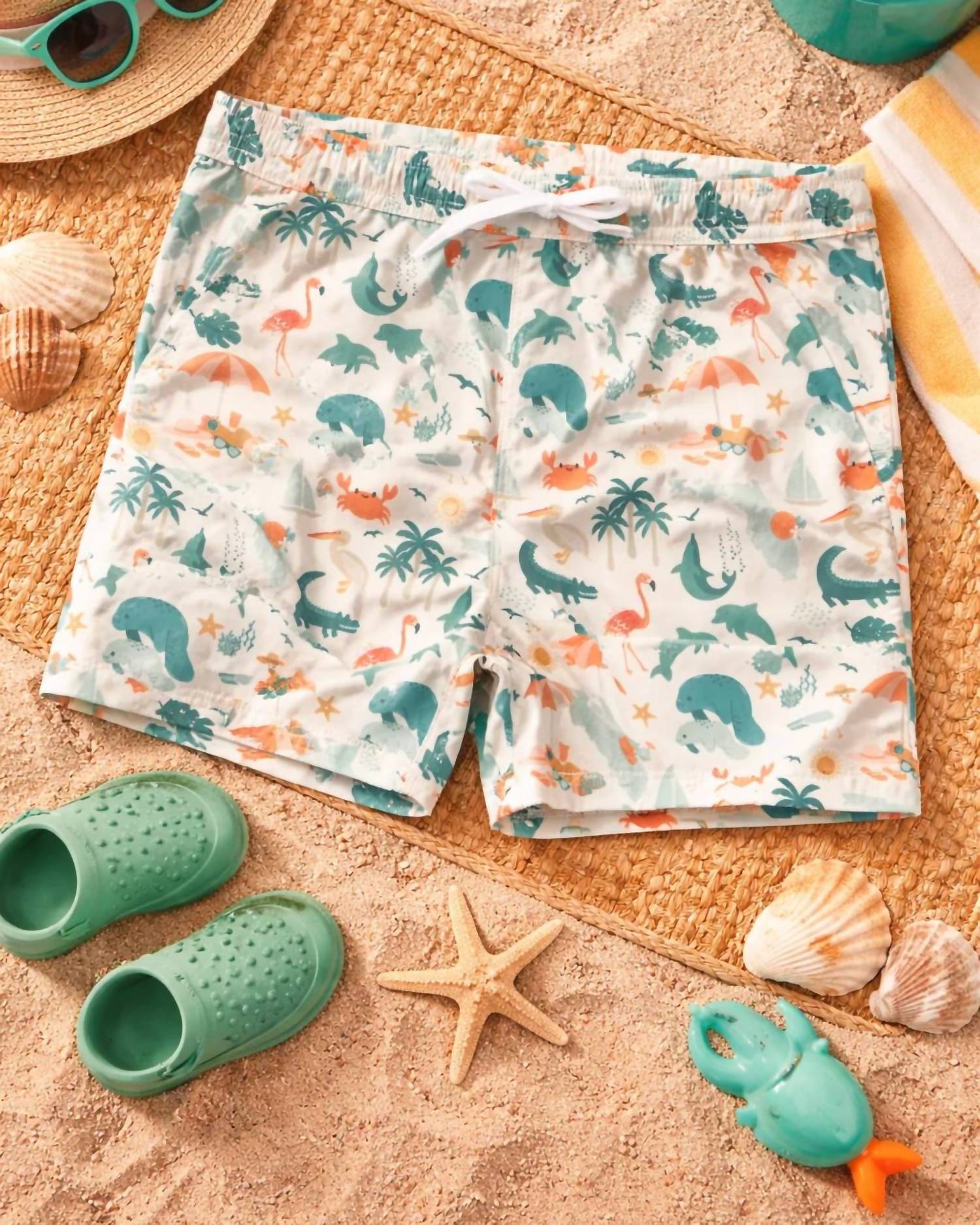Emerson And Friends - Explore Florida Boys Swim Trunks