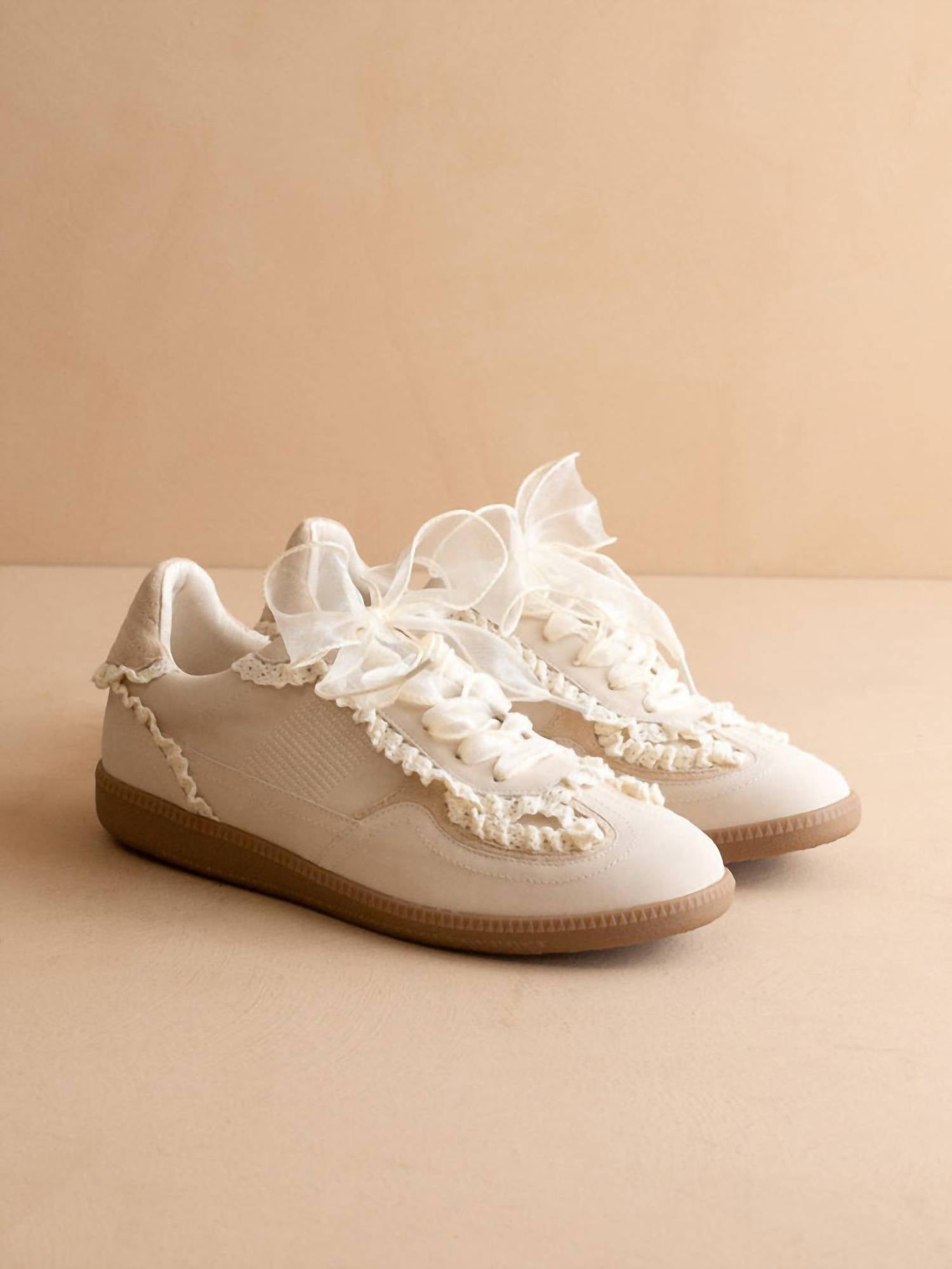 OASIS SOCIETY Women's April Lace Trimmed Retro Sneaker in creme - women's sneaker - alternate view