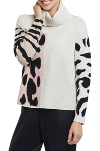 Tribal - Claire Color Block Cowl Neck Sweater