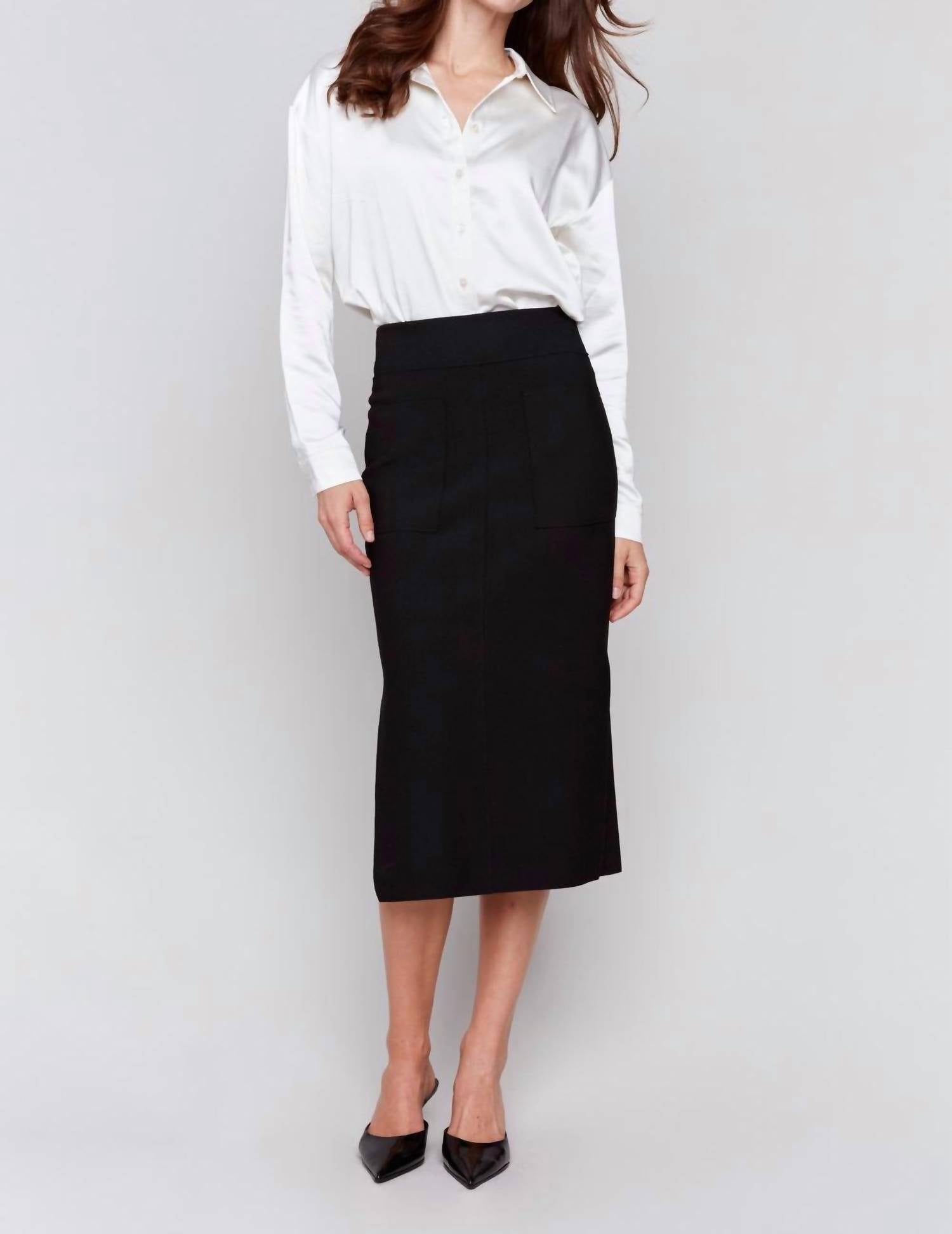 CHARLIE B Women's Midi Skirt in noir - women's skirt