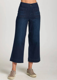 Apny - Cropped Wide Leg Pant With Patch Pockets