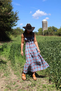 Sadie & Sage - Women's Elvira Flannel Milkmaid Midi Dress