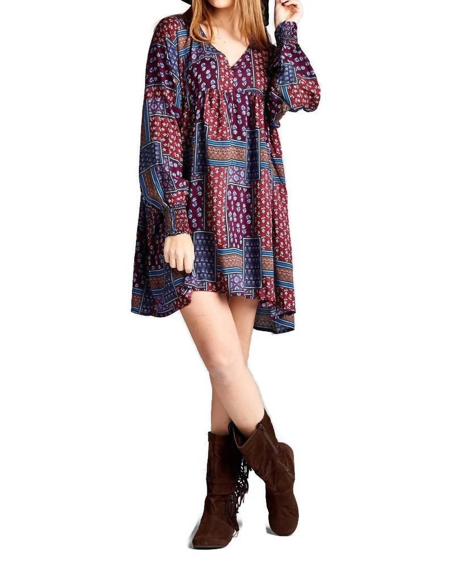 Velzera - Baby Doll Color Block Mini Dress