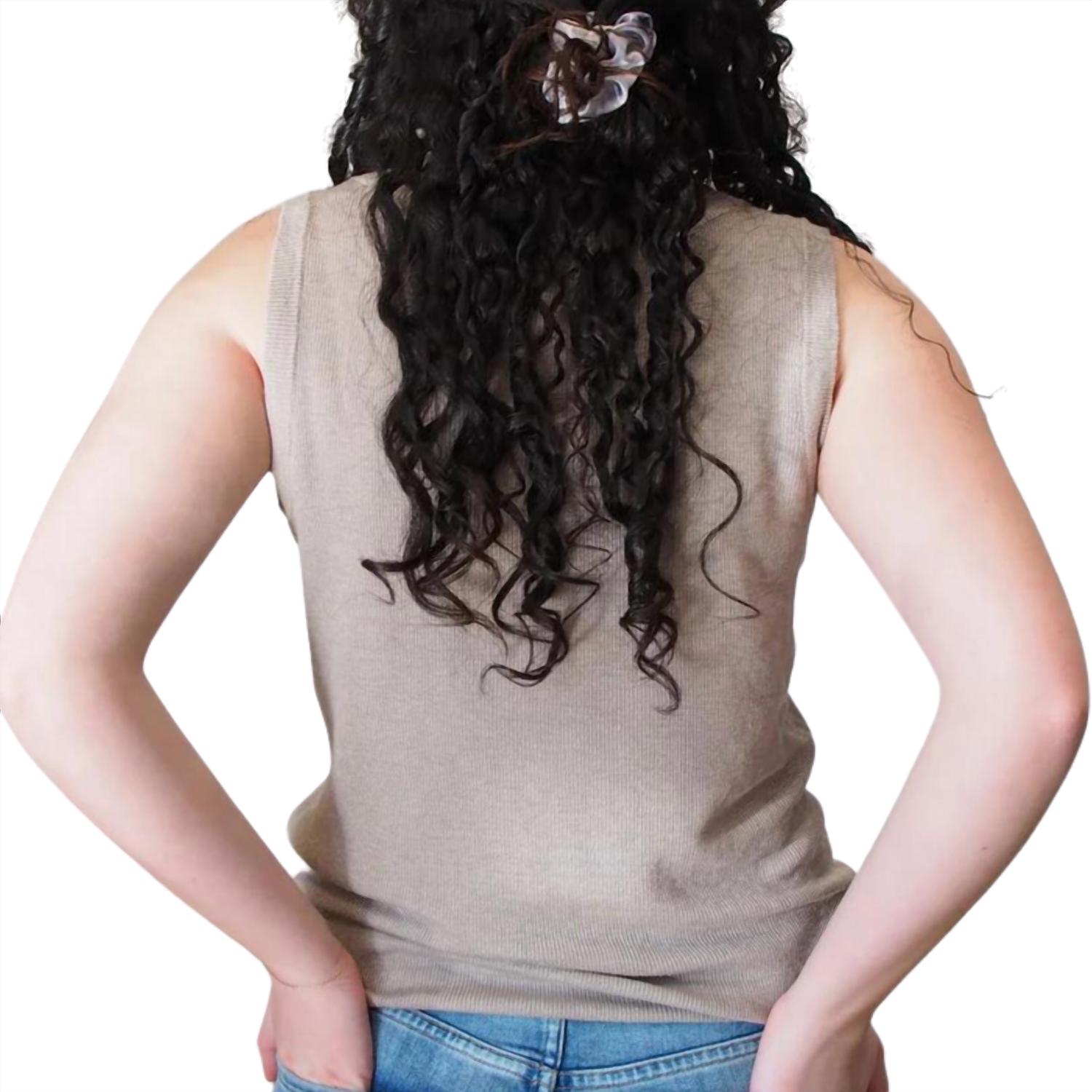 Kinross Women's Rib Tank Top in flax - women's tank top - alternate view