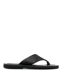 EMPORIO ARMANI Men's Logo Tape Thong Slip-on Flat Sandals in black - men's sandal - detail view