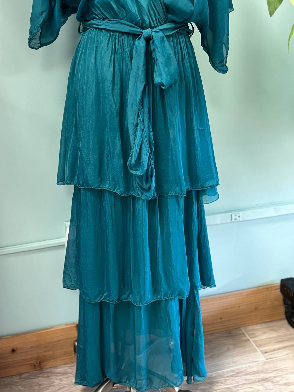 Scandal Italy Women's Nicki Tiered Maxi Dress in teal - women's dress - alternate view