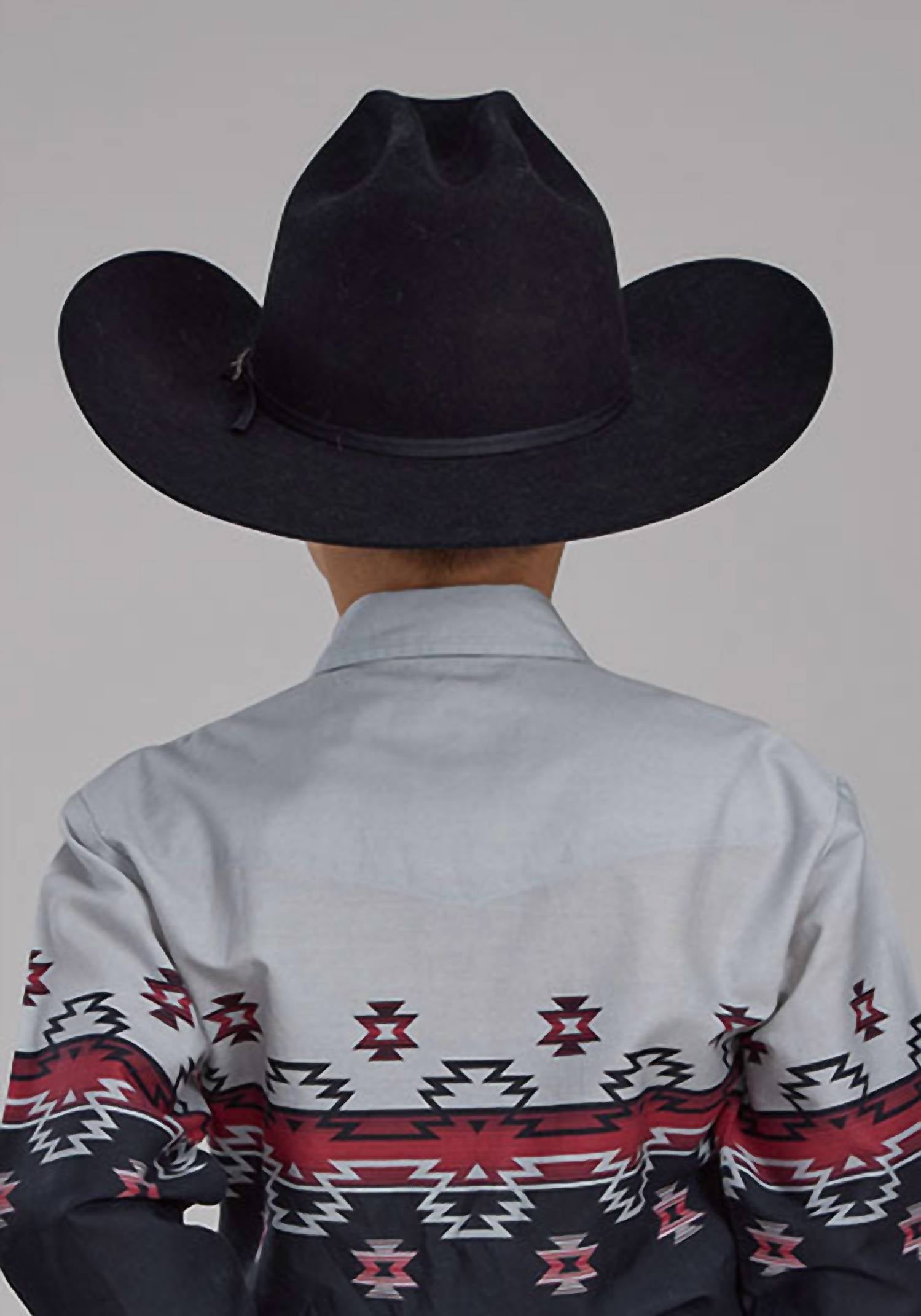 Roper - Boy's Long Sleeve Ombre Aztec Snap Shirt