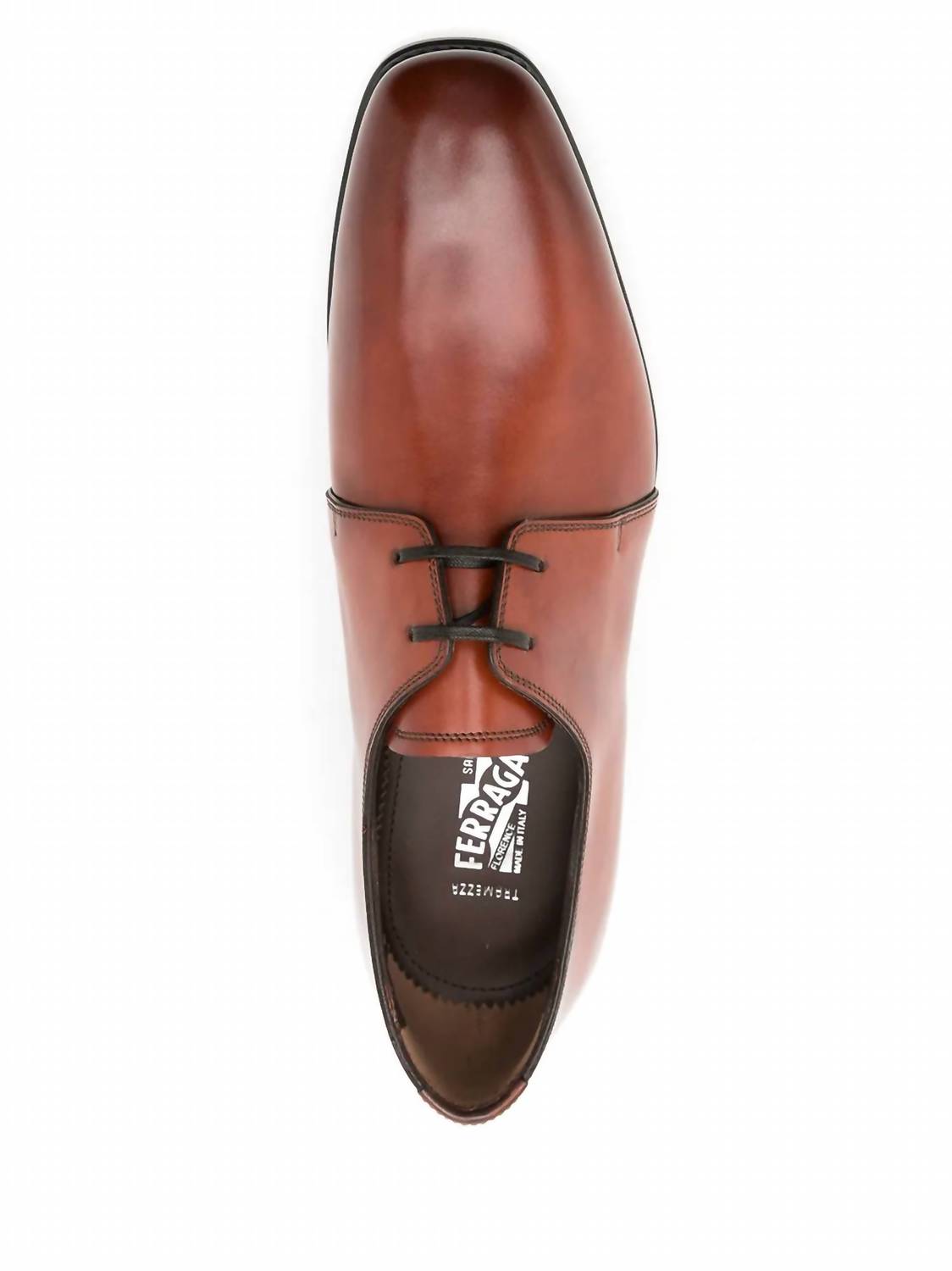 Salvatore Ferragamo Men's Leather Lace Up Derby Shoes in brown 1 - men's shoe - alternate view