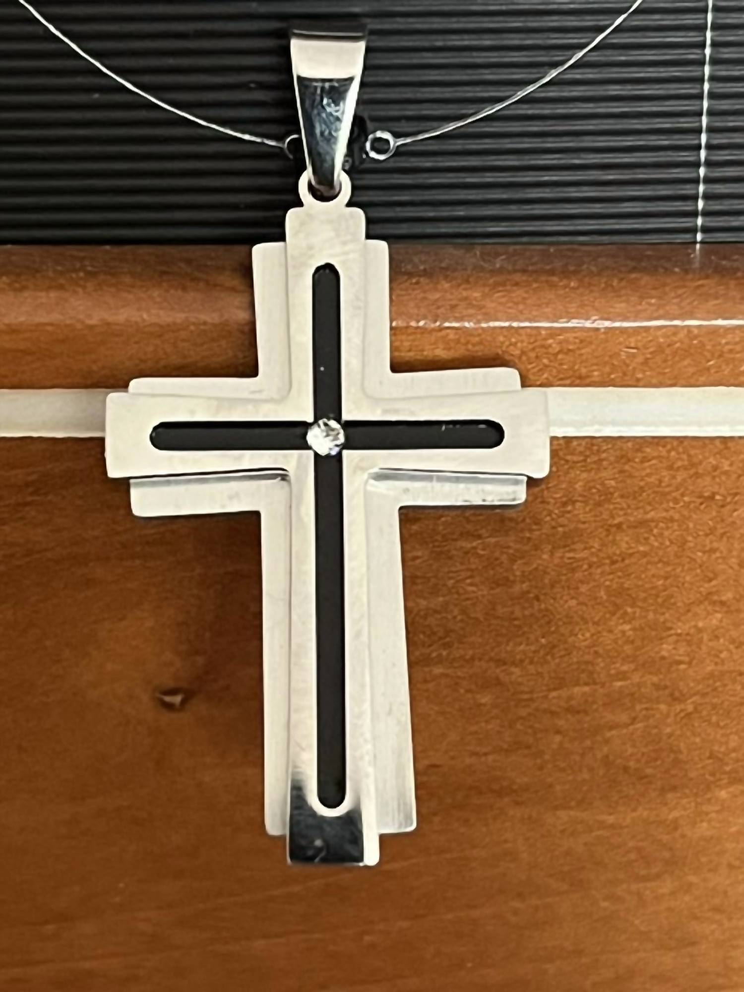 FAIRE TWO-TONE STAINLESS CROSS -UNISEX in silver - women's item - detail view