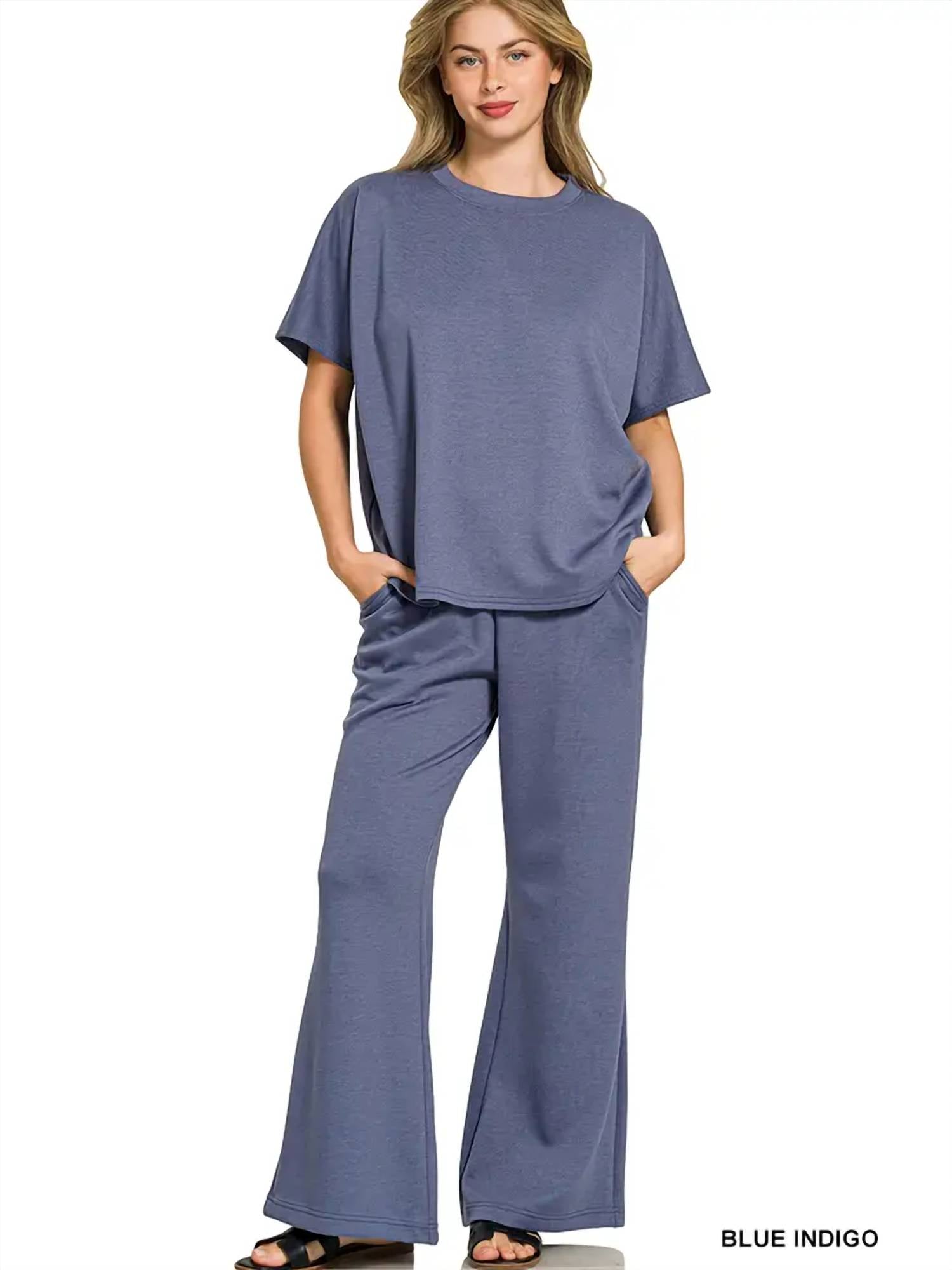 Zenana - Scuba Curbed Hem 2-peice Set