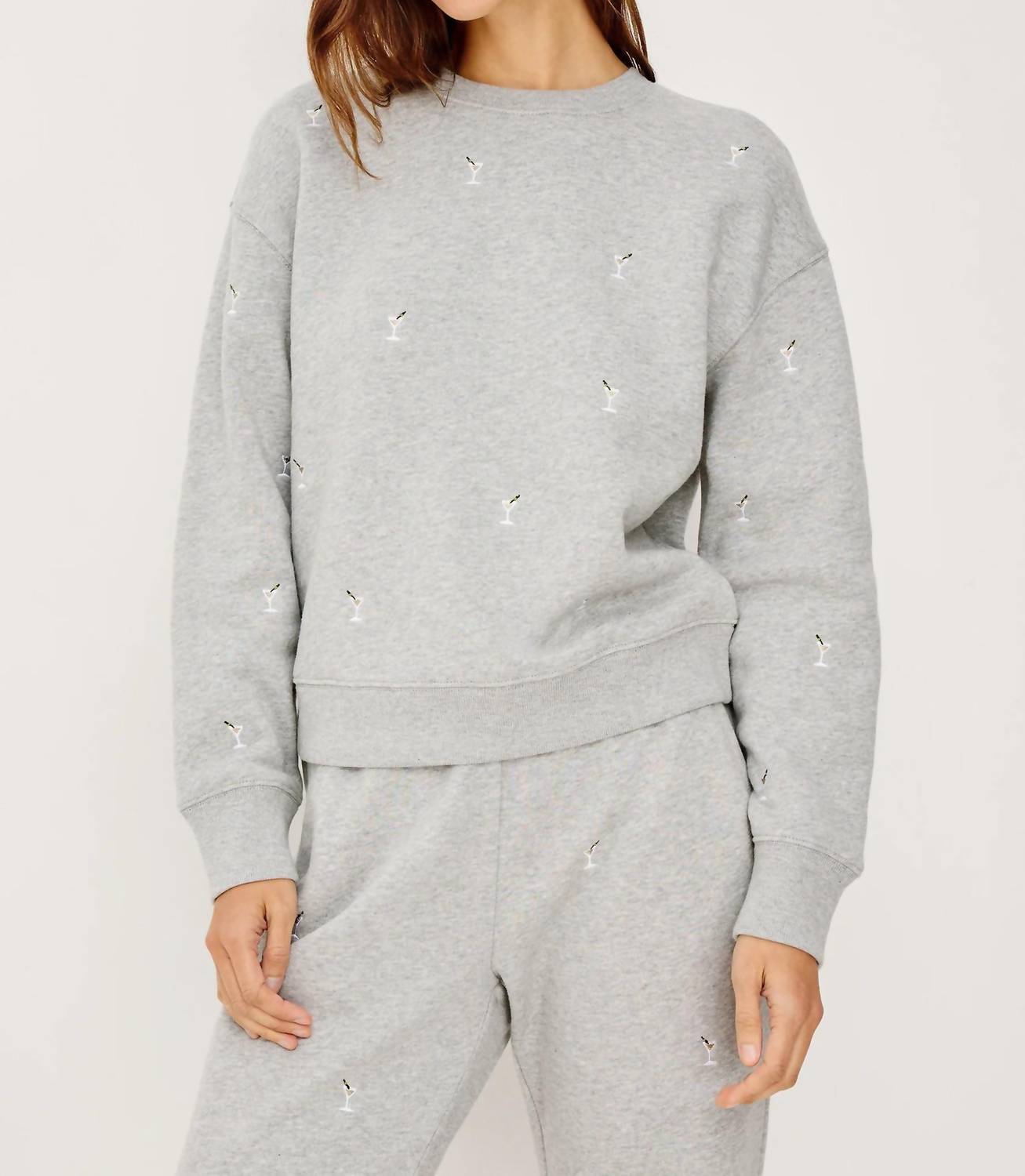 Rails Women's Ramona Sweatshirt in heather grey martnini embroidery - women's top