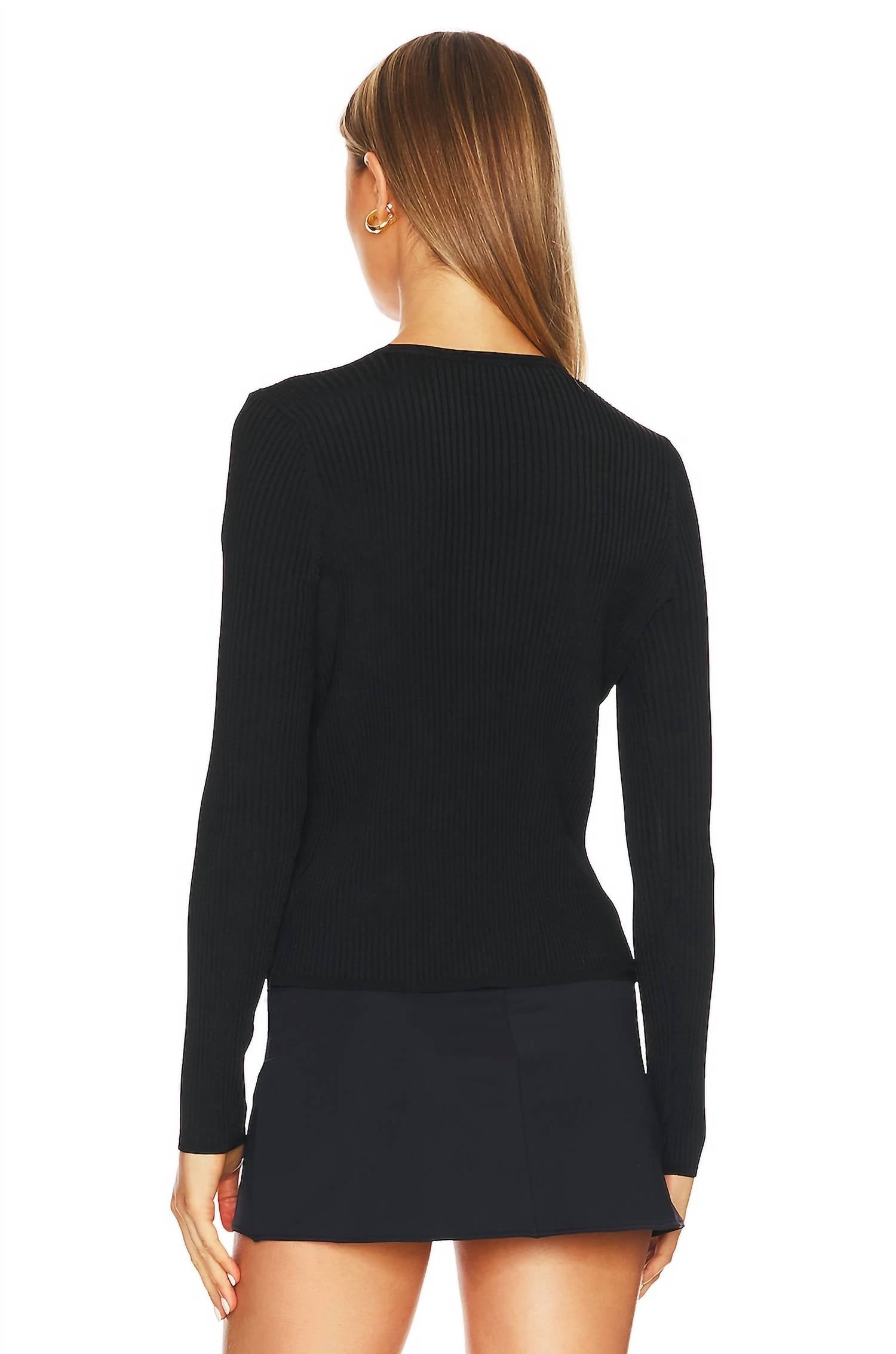 L'Agence - Juno Cardigan with Chain Detail in Black