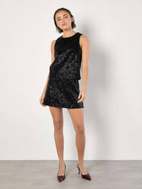 Apricot - Sequin Velvet A Line Mini Skirt