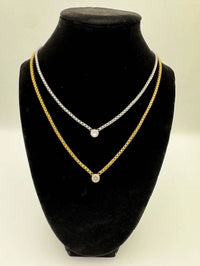 No Whining Designing - Women's Box Chain With Stud Necklace
