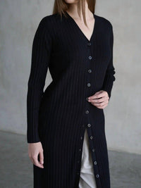 Elle Grey - Buttoned Longline Sweater Dress