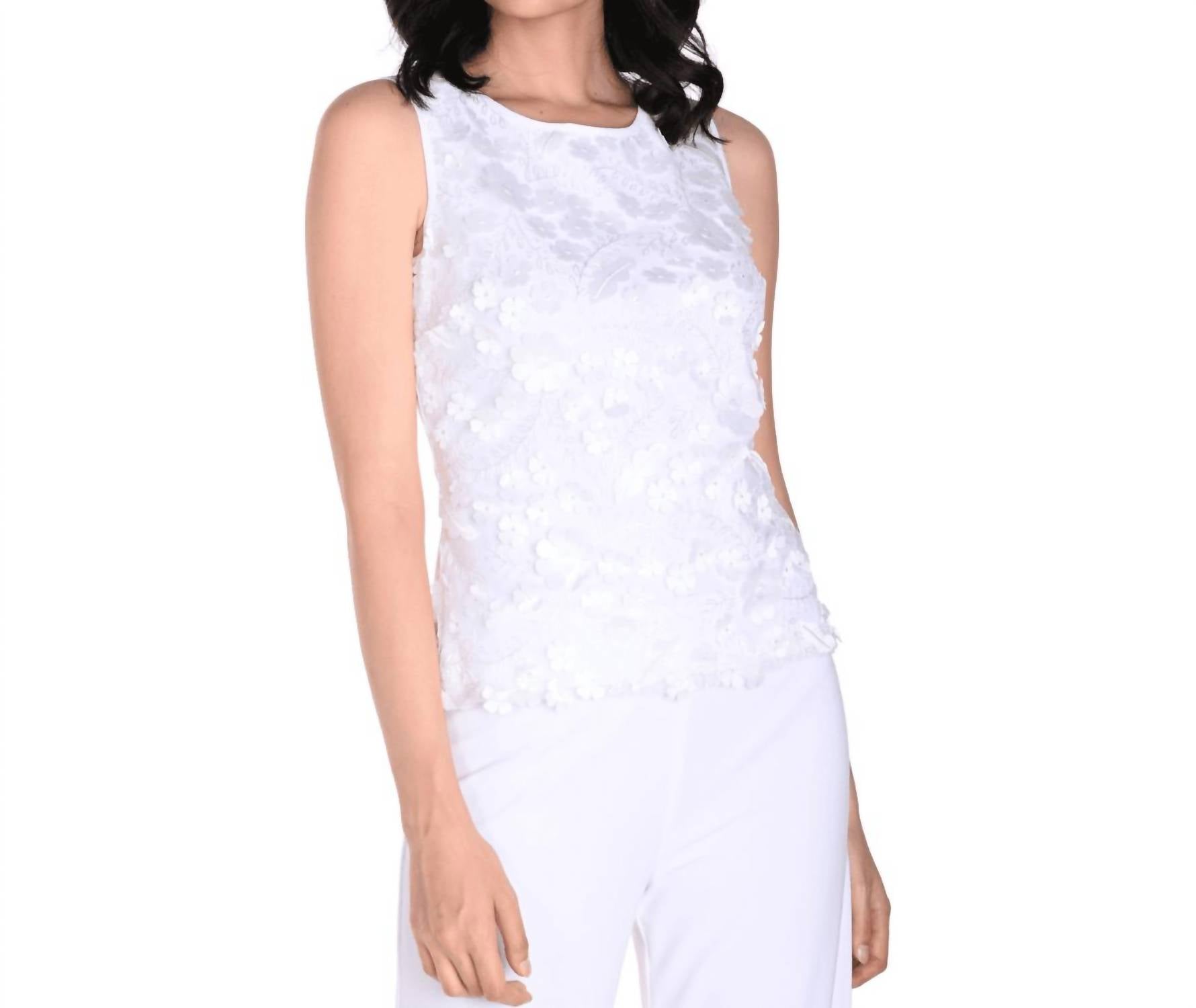 Frank Lyman - Flower Applique Sleeveless Blouse