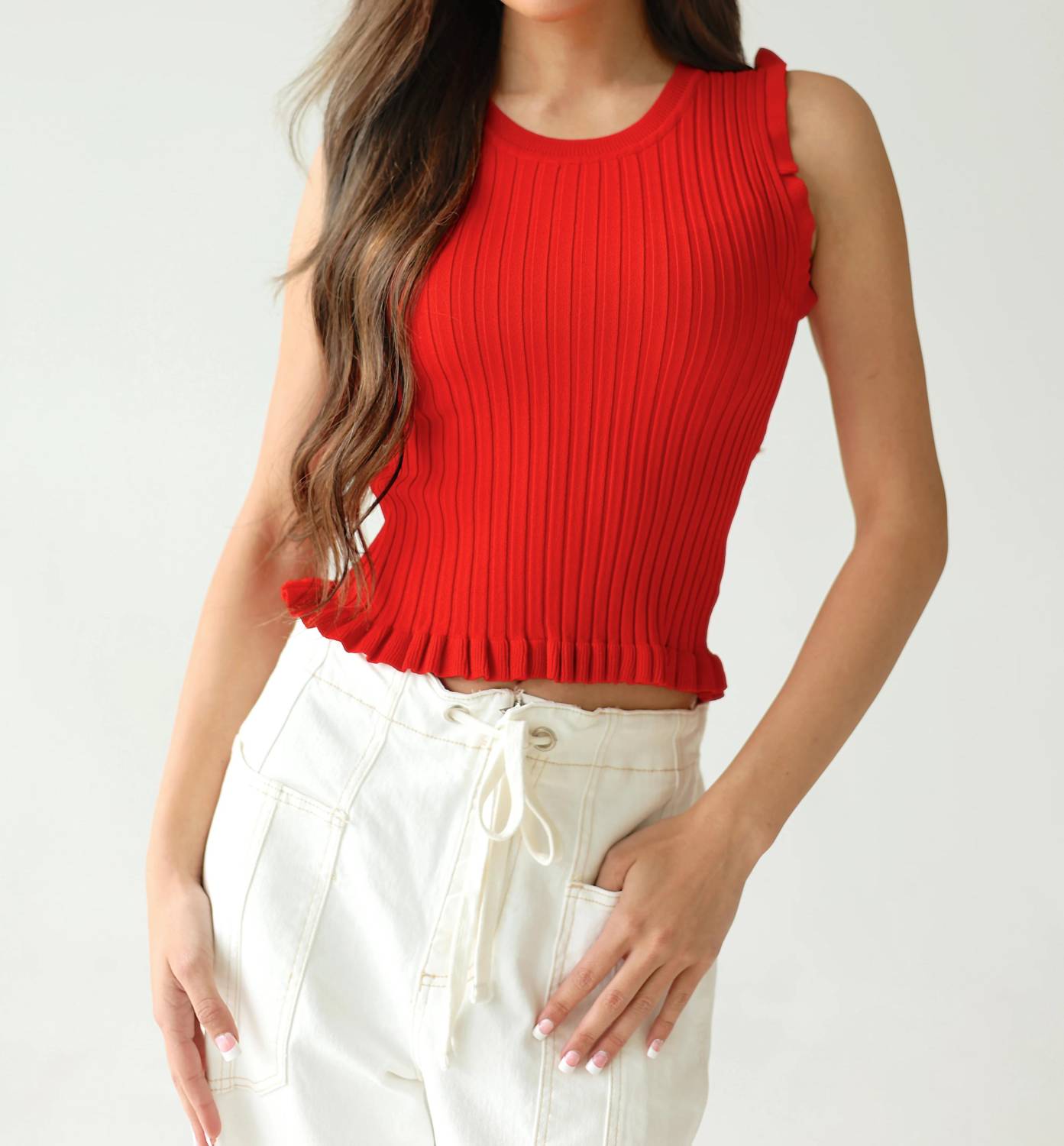 Hem & Thread - Austin Ribbed High-neck Frill Tank