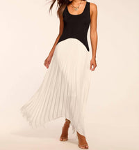 Ramy Brook Davinia Knit Combo Pleated Maxi Dress in ivory - women's dress