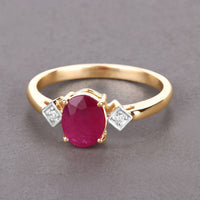Diana M Jewels Women's Oval Natural Ruby Fashion Ring (1.22 Ct) - Petite in 14k yellow gold - women's jewelry - detail view