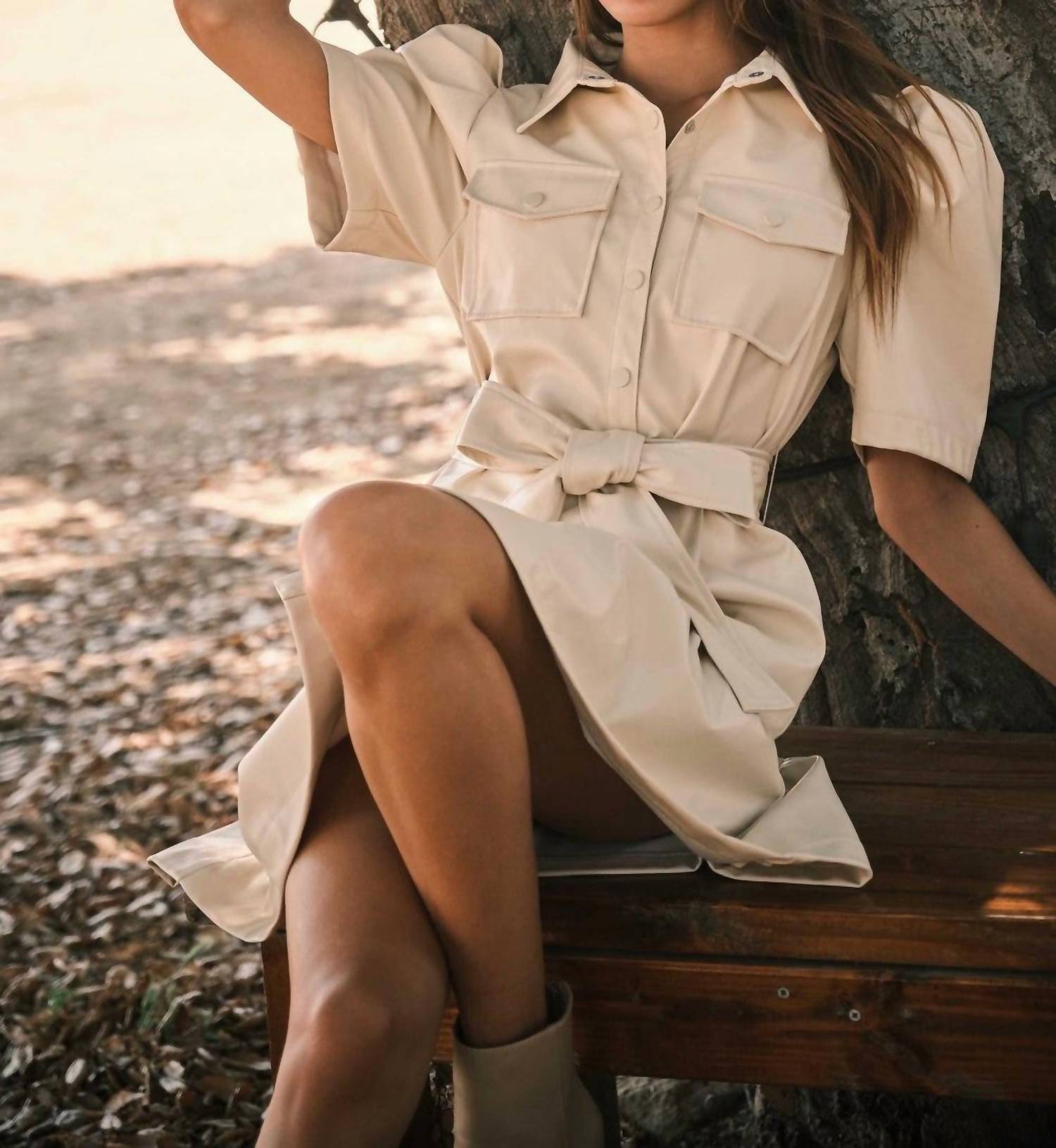 Ces Femme - Faux Leather Tiered Dress