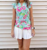 Aryeh - Ruffle Sleeve Polo Top