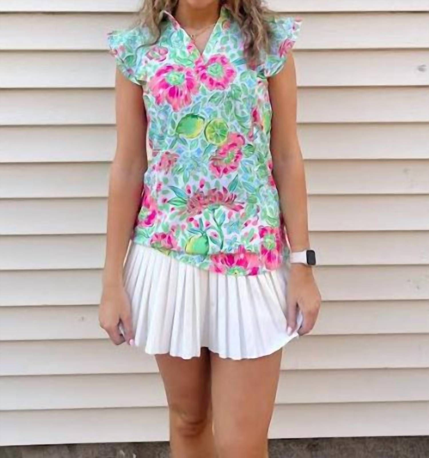 Aryeh - Ruffle Sleeve Polo Top