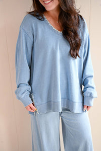 Z Supply - Women's Maple V Neck Whipstitch Denim Top