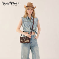 Trinity Ranch - Cowhide Floral Cutout Crossbody Bag
