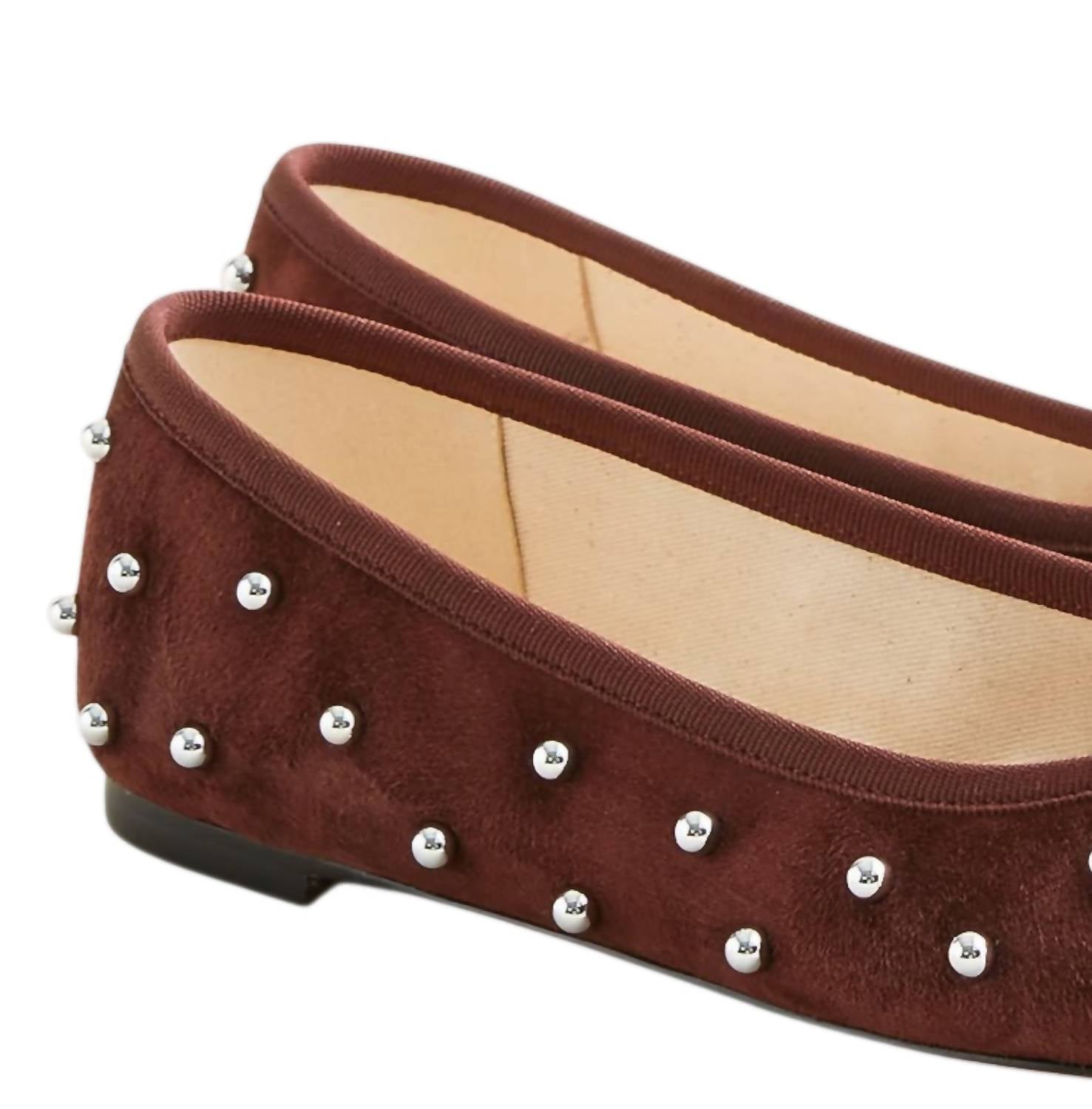 J.Crew J. Crew Suede Round Toe Andi Ballet W Studs Warmed Walnut Us W9 Cm926 in brown - women's flats - detail view
