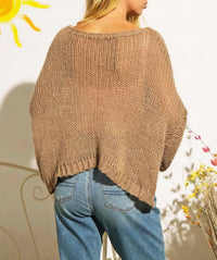CROPPED CABLE-KNIT SWEATER